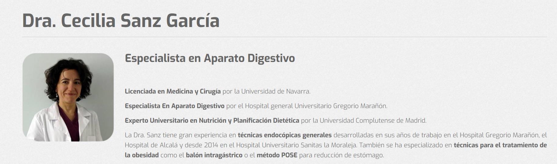 Médica de digestivo especialista en reducción de estómago y balón intragástrico